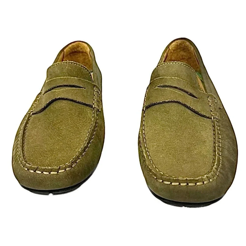 Blake McKay Olive Leather Driving Loafers Mens 8M Brazil Moccasin Casual